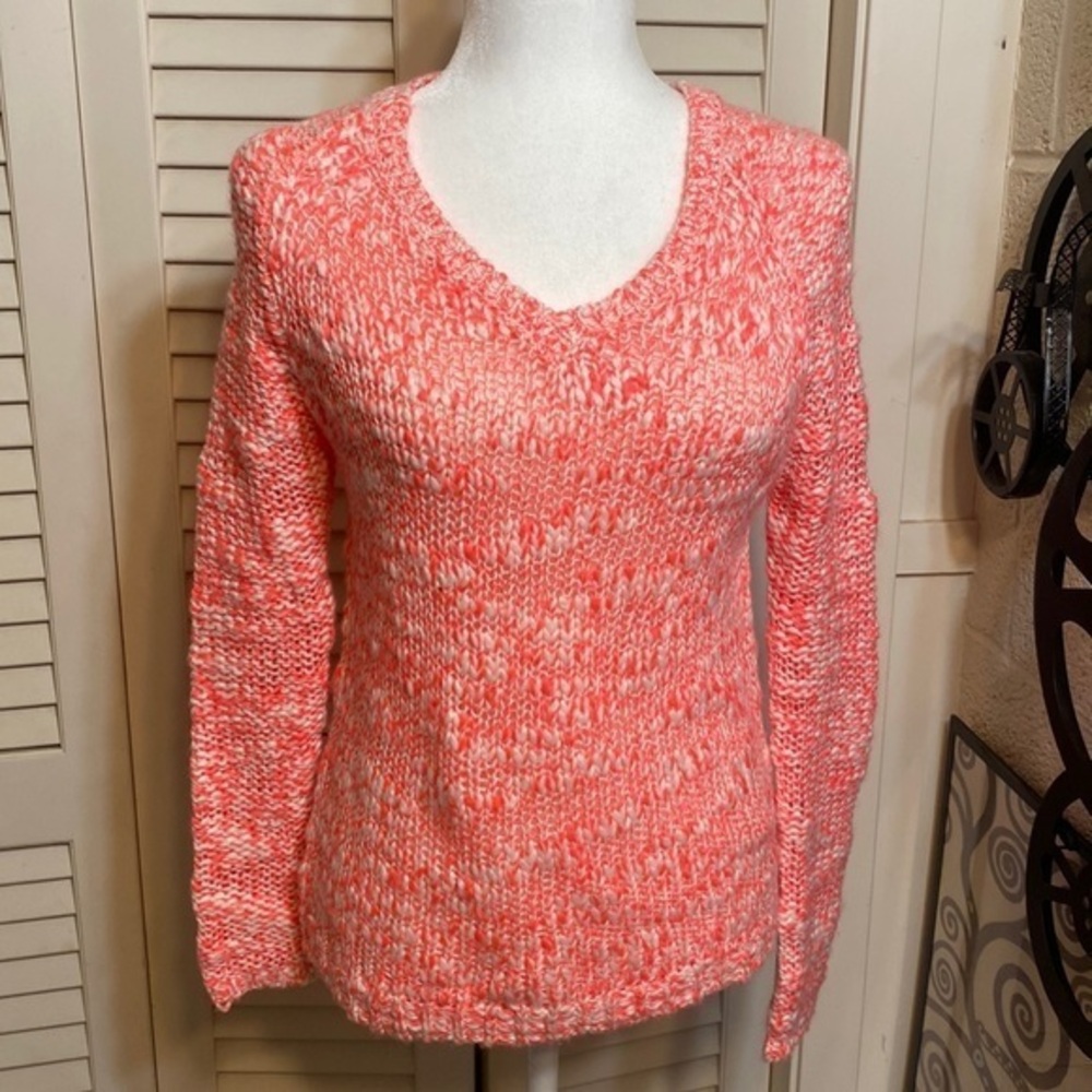 ARROPOSTALE S pink and white knit wool blend sweater